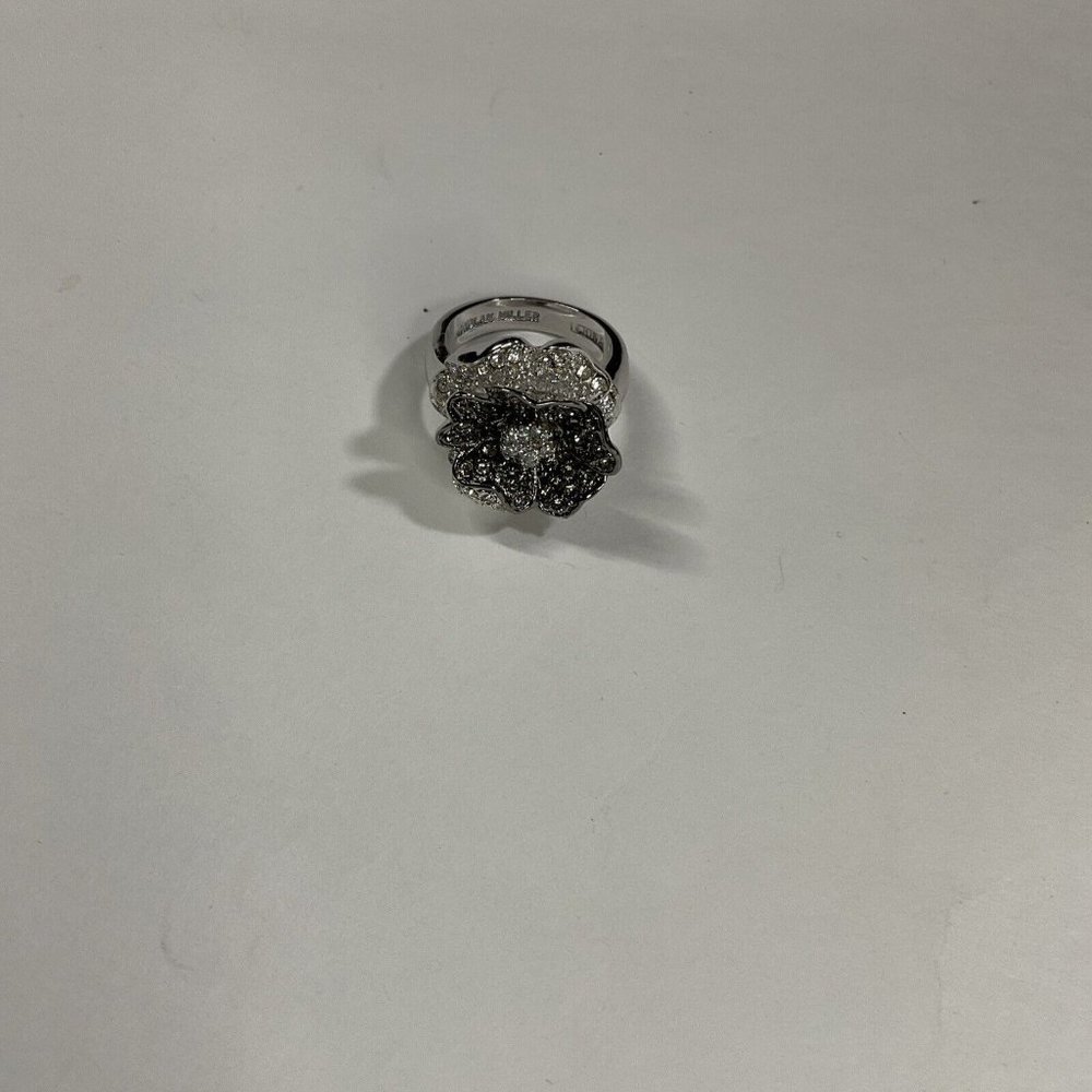 Nolan Miller Pave Crystal Flower Ring Size 7 3/4